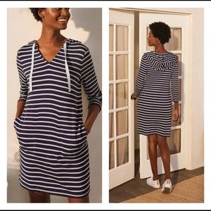 Boden Imelda Hooded Jersey Tunic Navy/ Ivory Size 12 Stripe